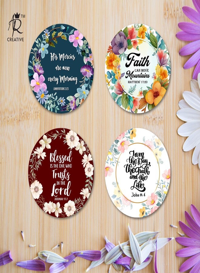 AR Creative His Mercies New - Bible Verse Fridge Magnet for Home Decoration, MDF Wooden Quotes Magnet, Home, Office Decor (3.5 x 3.5 inch) Set of 4 - Image 2